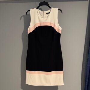 Tommy Hilfiger Black and Cream Mini Dress with Pink Trim size 12